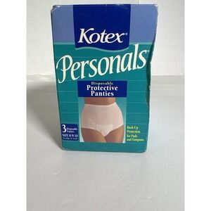 Vintage 1994 Kotex 3 Count Personals Protective Panties Size 8/9/10